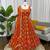 Orange silk blend thread with sequin anarkali suit