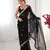 black saree with beads moti & sequin embroidery work
