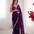 purple saree with beads moti & sequin embroidery work