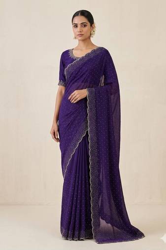 New Space Silk Saree with Elegant Zarkan Diamond Work Saree With Blouse Set For Women's 