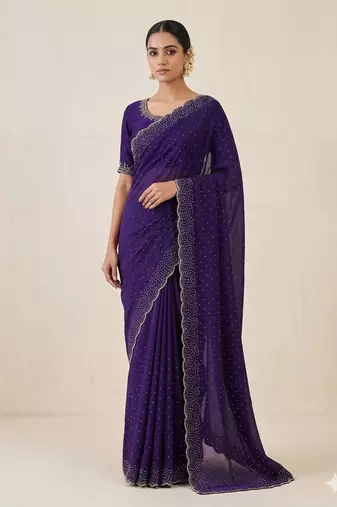 New Space Silk Saree with Elegant Zarkan Diamond Work Saree With Blouse Set For Women's 