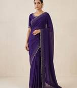 New Space Silk Saree with Elegant Zarkan Diamond Work Saree With Blouse Set For Women's 