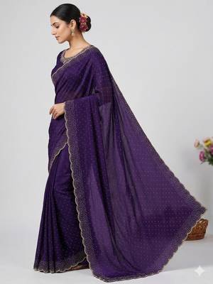 New Space Silk Saree with Elegant Zarkan Diamond Work Saree With Blouse Set For Women's  2