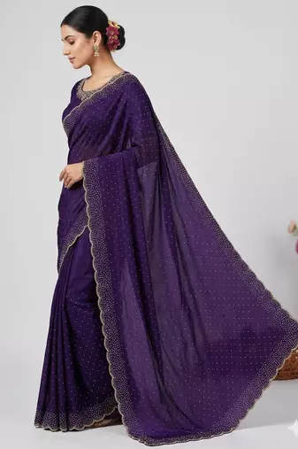 New Space Silk Saree with Elegant Zarkan Diamond Work Saree With Blouse Set For Women's 