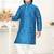 Blue jacquard woven work kid's kurta pyjama
