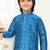 Blue jacquard woven work kid's kurta pyjama