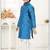 Blue jacquard woven work kid's kurta pyjama