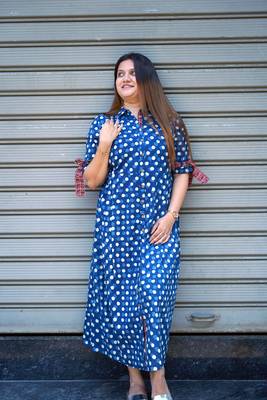 indigo hand printed dress 1