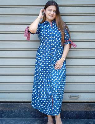 indigo hand printed dress 2