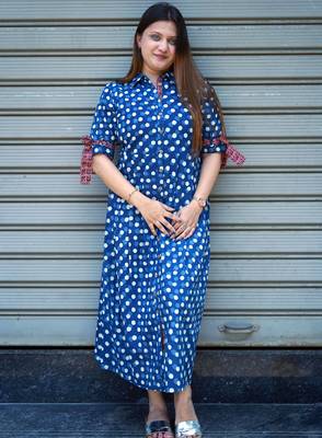 indigo hand printed dress 3