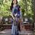 Grey zari woven Art silk saree with blouse