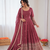 Onion pink chanderi silk thread with sequin anarkali suit