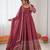 Onion pink chanderi silk thread with sequin anarkali suit