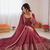Onion pink chanderi silk thread with sequin anarkali suit