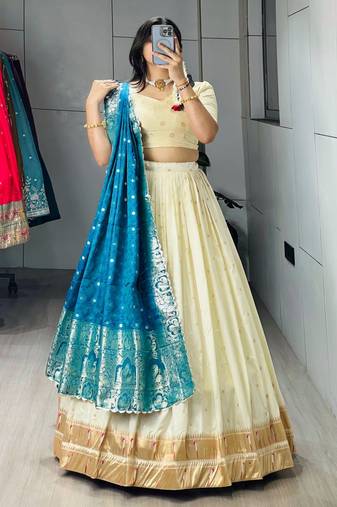 FIROZI PAITHANI SILK PARTY WAER ZARI WORK LEHNGHA CHOLI
