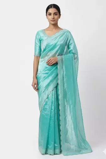 New Designer Space Silk Saree with Elegant Zarkan Diamond Work Saree With Blouse Set For Women's