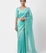 New Designer Space Silk Saree with Elegant Zarkan Diamond Work Saree With Blouse Set For Women's