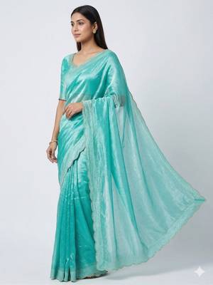 New Designer Space Silk Saree with Elegant Zarkan Diamond Work Saree With Blouse Set For Women's 3
