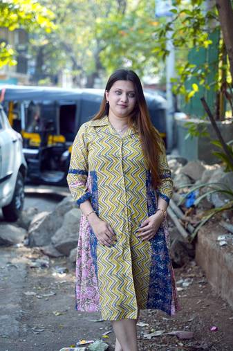 grey ajrakh a-line dress