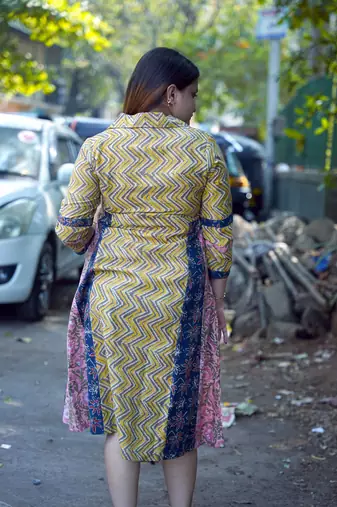 grey ajrakh a-line dress