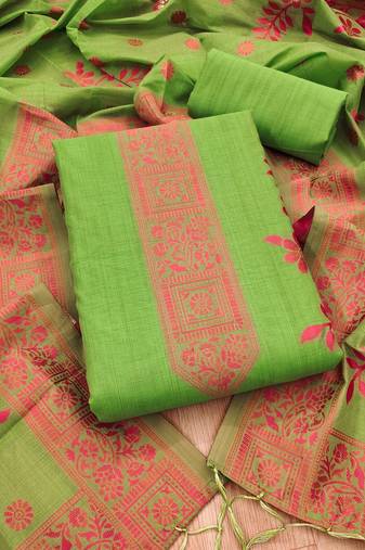 Pista jamdani silk blend dress material