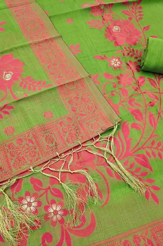 Pista jamdani silk blend dress material