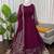 Wine georgette thread with sequin anarkali suit