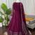 Wine georgette thread with sequin anarkali suit