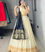NAVY BLUE silk blend ZARI LEHENGA CHOLI