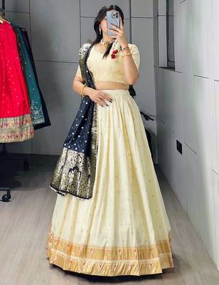 NAVY BLUE silk blend ZARI LEHENGA CHOLI 2