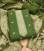 Mehendi jamdani silk blend dress material