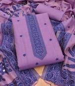 Purple jamdani silk blend dress material