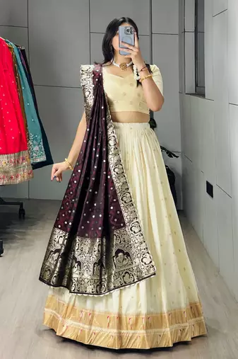WINE SILK ZARI WORK PARTY WEAR LEHNGHA CHOLI