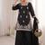 black silk blend sequins embroidered kurta palazzo dupatta set