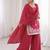 magenta silk blend sequins embroidered kurta palazzo dupatta set