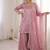 pink satin with lace border kurta palazzo dupatta set