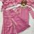 pink satin with lace border kurta palazzo dupatta set