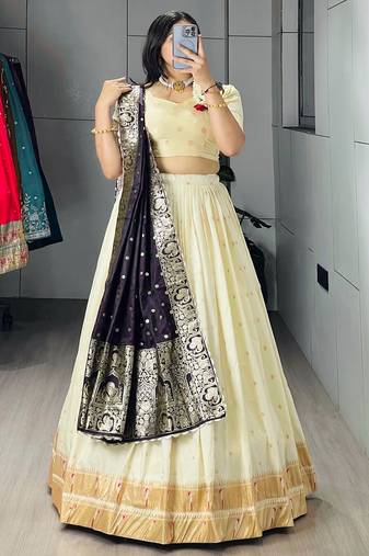 PURPLE silk blend ZARI WOVEN lehenga CHOLI 