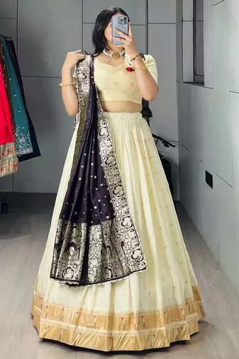 PURPLE SILK ZARI WOVEN PARTY WEAR LEHENGHA CHOLI 