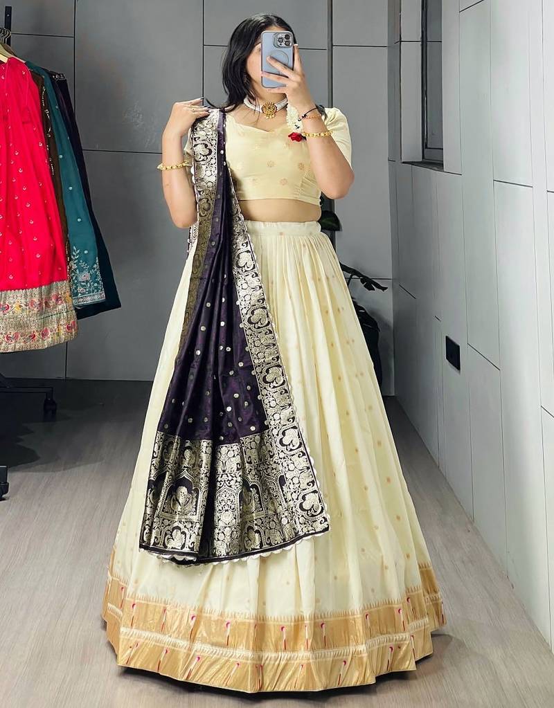 PURPLE silk blend ZARI WOVEN lehenga CHOLI 