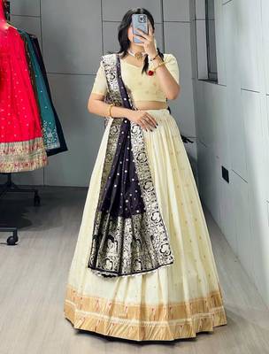 PURPLE silk blend ZARI WOVEN lehenga CHOLI  2