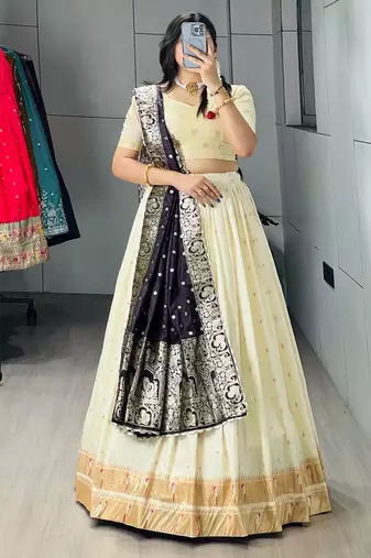 PURPLE silk blend ZARI WOVEN lehenga CHOLI 