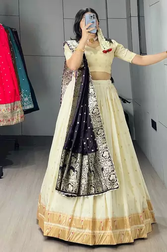 PURPLE silk blend ZARI WOVEN lehenga CHOLI 
