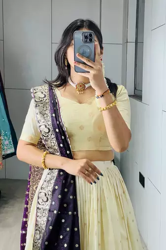 PURPLE silk blend ZARI WOVEN lehenga CHOLI 