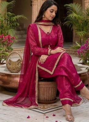 ranipink satin kurta palazzo dupatta set 2