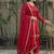 red satin kurta palazzo dupatta set