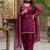 wine satin kurta palazzo dupatta set