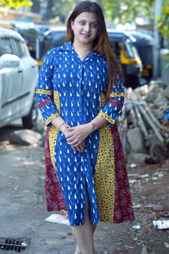 indigo handprinted dress