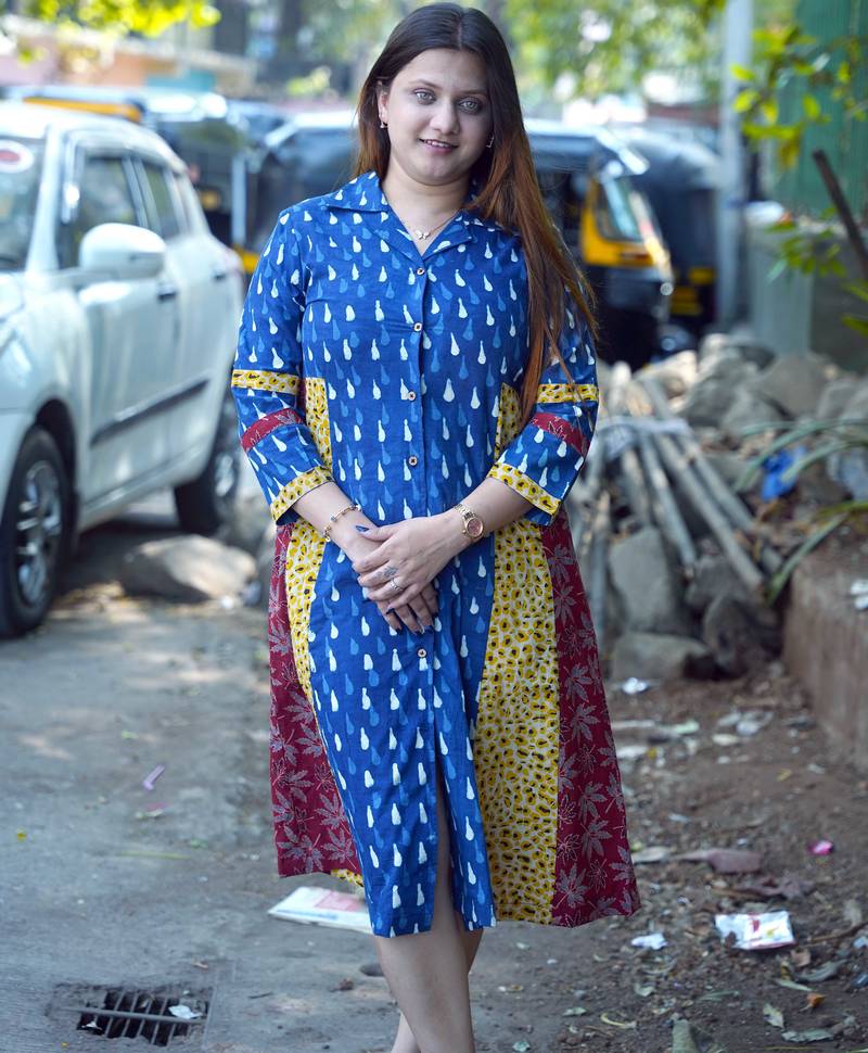 indigo handprinted dress