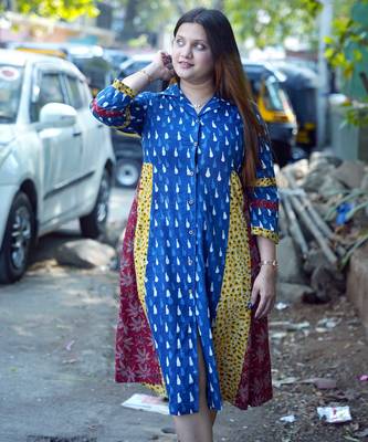 indigo handprinted dress 2
